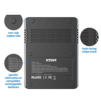 XTAR Men's VC4 4 USB-oplader, zwart
