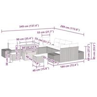 Tuinbankenset met kussen 13 pcs Grijs poly rattan - thumbnail