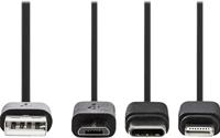 Nedis ccgp60620bk10 3-in-1 sync and charge-kabel usb-a male - micro b male / type-c male / apple lightning 8-pins male 1,0 m zwart - thumbnail