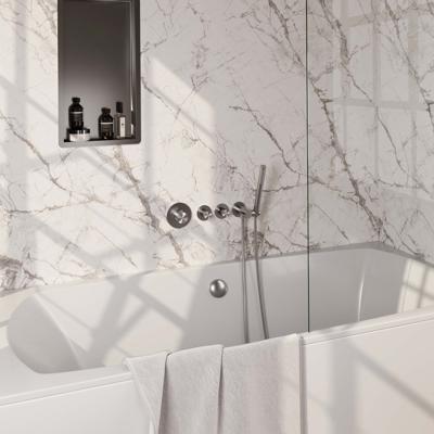 Inbouwthermostaatset Brauer Brushed Carving Incl Staafhanddouche En Badafvoer Geborsteld RVS