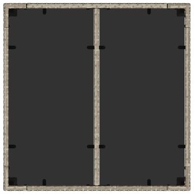 Tuintafel met glazen blad 90x90x75 cm poly rattan lichtgrijs - thumbnail