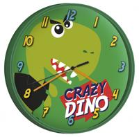 Crazy Dino groen wandklok 25 cm - thumbnail