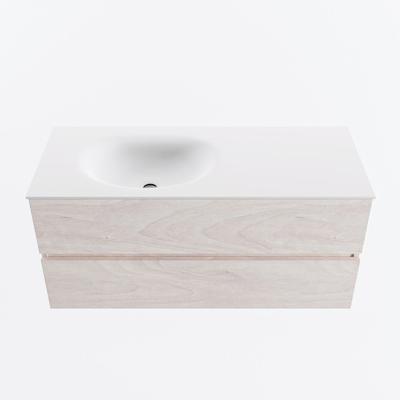 MONDIAZ VICA 110cm badmeubel onderkast Underlayment 2 lades. Wastafel MOON links zonder kraangat, kleur Talc.