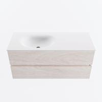 MONDIAZ VICA 110cm badmeubel onderkast Underlayment 2 lades. Wastafel MOON links zonder kraangat, kleur Talc. - thumbnail