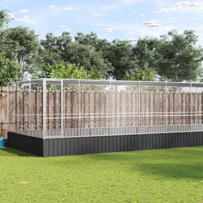 vidaXL Volière met verlengstuk 725x307x212 m staal zilverkleurig, vogelvolière, papegaaienkooi, grote papegaaienkooi, parkietenkooi, grote vogelkooi