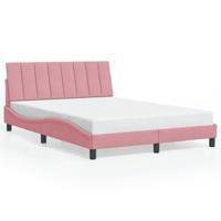 Bedframe met LED-verlichting fluweel roze 140x190 cm - thumbnail