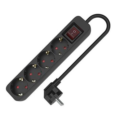 4-voudige Stekkerdoos met Schakelaar TM Electron 3680 W Zwart (1,5 m)