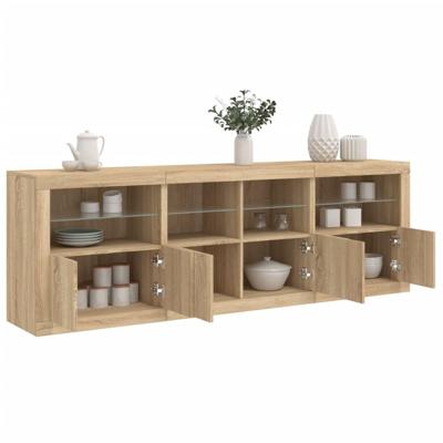 Dressoir met LED-verlichting 202x37x67 cm sonoma eikenkleurig