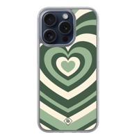 iPhone 15 Pro hybride hoesje - Groen hart swirl - thumbnail