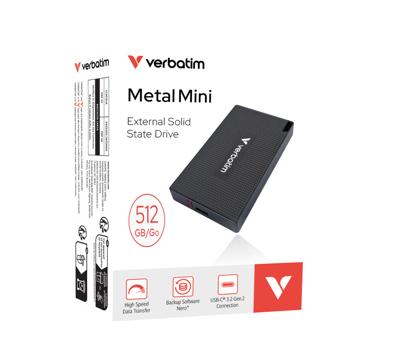 Verbatim Metal Mini 512 GB Externe SSD harde schijf USB-C 3.2 Gen 2x2 Zwart 32030