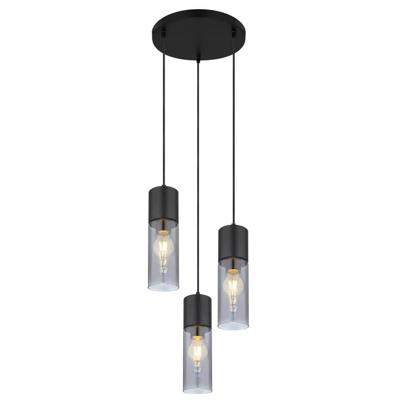 Globo Strakke hanglampAnnika 3-lichts zwart rond - 21000-3HB