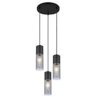 Globo Strakke hanglampAnnika 3-lichts zwart rond - 21000-3HB - thumbnail
