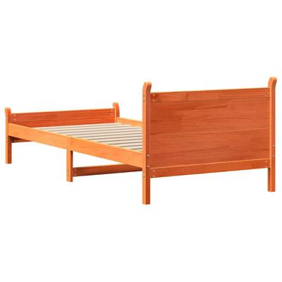 Bedframe zonder matras massief grenenhout wasbruin 180x200 cm