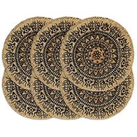 VidaXL Placemats 6 st rond 38 cm jute donkerblauw - thumbnail