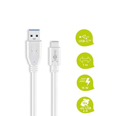USB 3.2 GEN 1 (USB3.0) Aansluitkabel - USB-C naar USB-A - 5Gbit/s - USB adapter - OTG kabel - 1m - Wit