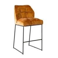 Bronx71 Velvet barkruk Janna okergeel 82 cm - thumbnail