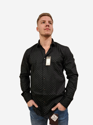 Napoli Uomo - Overhemd Heren - Zwart - Print - Italianstyle