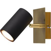 LED Wandspot Rond - GU10 Fitting - Mat Zwart/Goud - Aluminium - thumbnail