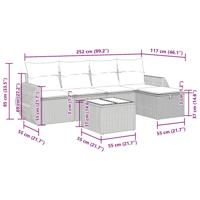 5-delige Loungeset met kussens poly rattan grijs - thumbnail