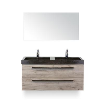 Seville Badmeubelset 120 cm - 2 laden Craft Oak - Wastafel Lucca Dubbel - met Spiegel