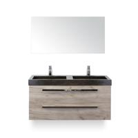 Seville Badmeubelset 120 cm - 2 laden Craft Oak - Wastafel Lucca Dubbel - met Spiegel - thumbnail