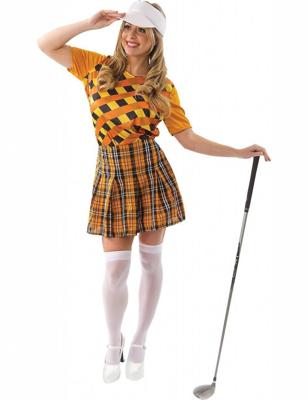 Golf kostuum dames carnaval oranje/zwart