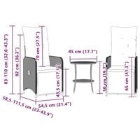 Tuinstoelen 2 st verstelbaar met tafel poly rattan bruin - thumbnail