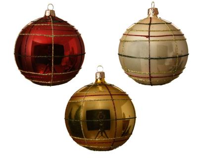 Kerstbal glas d10 cm deco ruit a3 Decoris - Decoris