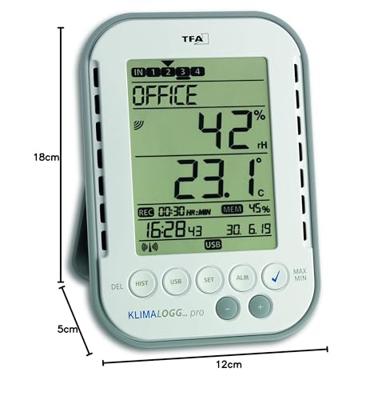 TFA Dostmann KlimaLogg Pro Luchtvochtigheidsmeter (hygrometer) 1 % Hrel 99 % Hrel Datalogger en radio-USB-interface, Dauwpunt/schimmel waarschuwingsweergave TFA Dostmann KlimaLogg Pro Luchtvochtigheidsmeter (hygrometer) 1 % Hrel 99 % Hrel Datalogger en radio-USB-interface, Dauwpunt/schimmel waarschuwingsweergave
