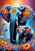 Elephants- Maternal Love Collection Puzzel 1000 stukjes - thumbnail