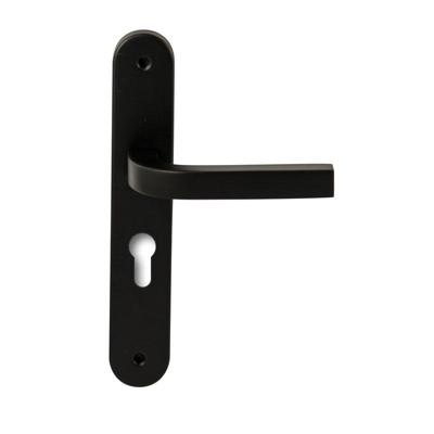 Hardbrass Deurkruk Osaka op ovaal langschild profielcilindergat 55mm - zwart