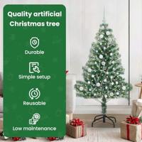 VidaXL Kunstmatige kerstboom sneeuw gevlochten met led licht 150 cm - thumbnail