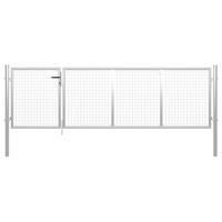 VidaXL Tuinpoort staal 350x75 cm zilver - thumbnail