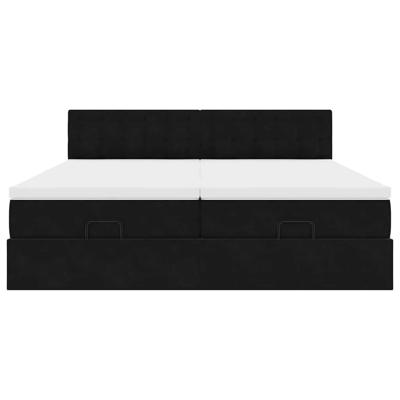 Ottoman bed met matrassen 200x200cm fluweel zwart