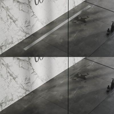 Douchegoot Brauer RVS Inclusief Vloerflens 180x7 cm Zero Tegelinlegrooster Omkeerbaar Brauer