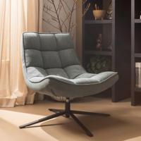 WOOOD Draaifauteuil 'Maudi' Geweven, kleur Blue Stone - thumbnail