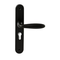 Hardbrass Deurkruk Istanbul op ovaal langschild profielcilindergat 55mm - zwart - thumbnail