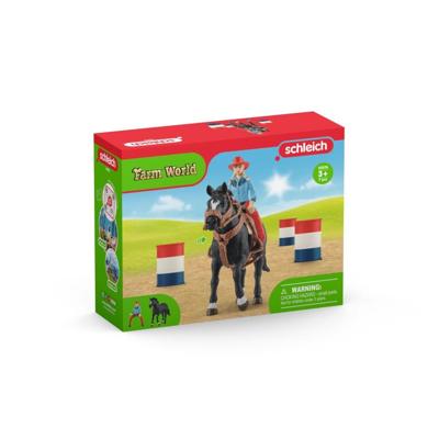 Schleich farm world barrel racing met cowgirl 42576