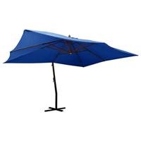 VidaXL Zweefparasol met houten paal 400x300 cm azuurblauw - thumbnail