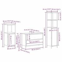 Badkamermeubelset 3 pcs Gerookt eiken 90 x 34.5 x 60 cm - thumbnail