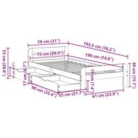 Bedframe zonder matras massief grenenhout wasbruin 75x190 cm - thumbnail