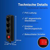 REV 0012392514 Stekkerdoos met schakelaar 3-voudig Zwart Randaarde stekker 1 stuk(s) - thumbnail