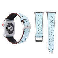 Dot Pattern Leren bandje - Licht blauw - Geschikt voor Apple Watch 38mm / 40mm / 41mm / 42mm - thumbnail