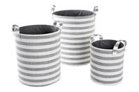 Basket spelset DKD Home Decor Wit Grijs Strepen 35 x 35 x 40 cm 3 Onderdelen (3 Stuks) - thumbnail