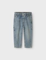 Taps toelopende jeans in worker-stijl voor babyjongens van NAME IT jeansblauw - thumbnail