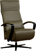 Olijfgroene leren industriële relaxfauteuil Matrix - staal zwart frame met stervoet - zithoogte hoog - Massif Leer Olive (olijfgroen leer) - thumbnail