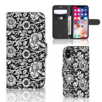 Apple iPhone X | Xs Hoesje Black Flowers - thumbnail