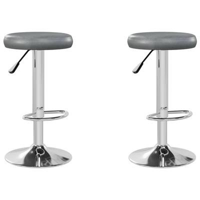 Barkrukken 2 st kunstleer grijs