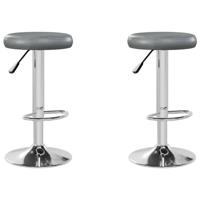 Barkrukken 2 st kunstleer grijs - thumbnail