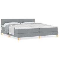 Boxspringbed met matras stof lichtgrijs 200x200 cm - thumbnail